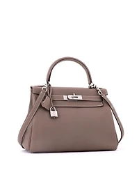 Pre-Owned HERMES Kelly Handbag Grey Togo with Palladium Hardware