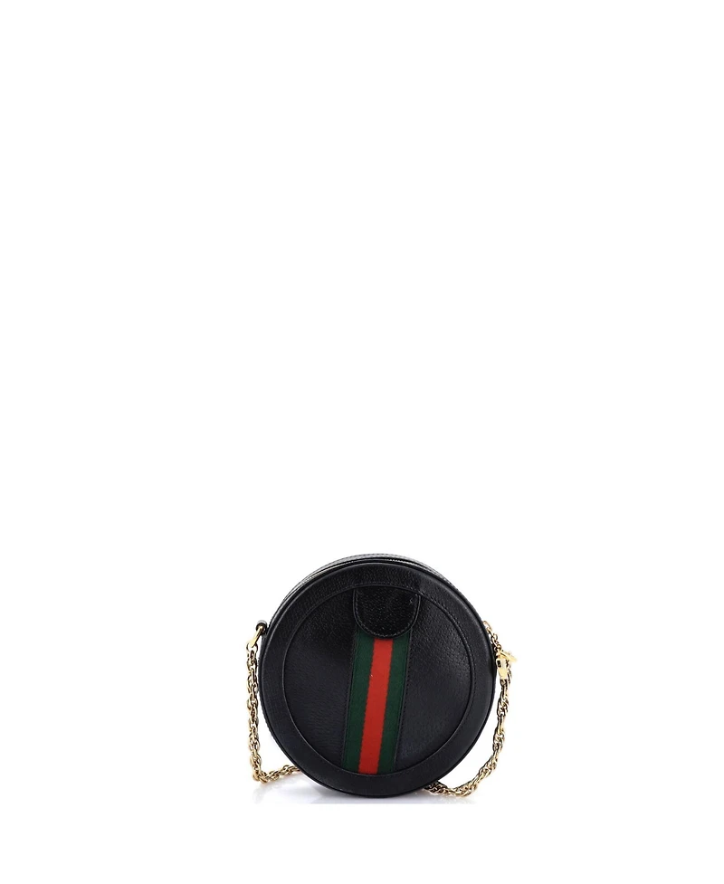 Pre-Owned Gucci Mini Ophidia Round Shoulder Bag Leather