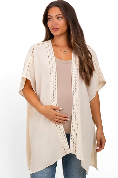 Pinkblush Maternity Cream Crochet Trim Rustic Cover Up