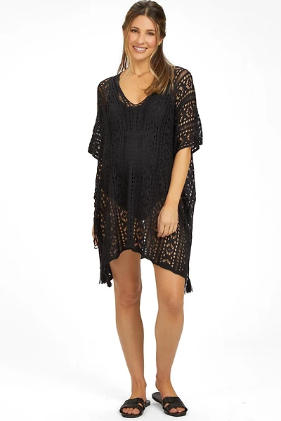 Pinkblush Maternity Cream Crochet Knit Swim Cover Up