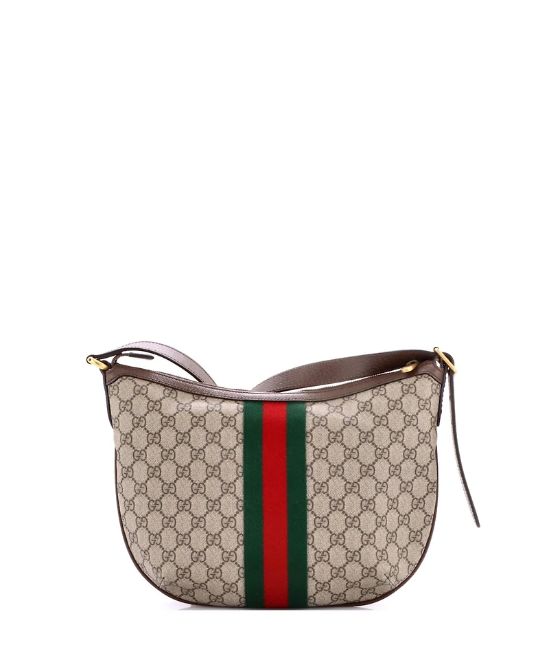 Pre-Owned Gucci Small Ophidia Half Moon Hobo Gg Coated Canvas