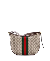 Pre-Owned Gucci Small Ophidia Half Moon Hobo Gg Coated Canvas