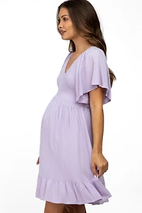 Pinkblush Maternity Navy Blue Smocked Front Ruffle Hem Dress