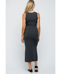 Pinkblush Maternity Taupe Ribbed Side Slit Tank Dress