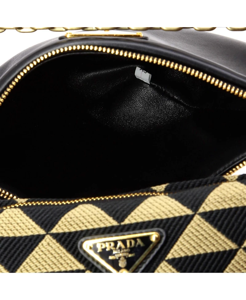 Pre-Owned Prada Mini Double Symbole Triangle Bag Leather and Jacquard