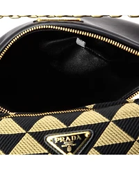 Pre-Owned Prada Mini Double Symbole Triangle Bag Leather and Jacquard