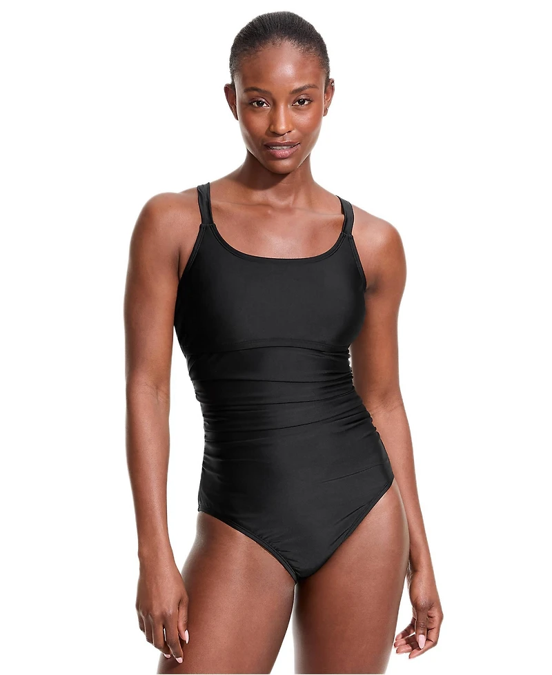Lands' End Women's Essential Tie Back Ruched One Piece Swimsuit