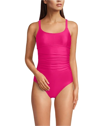 Lands' End Women's Essential Tie Back Ruched One Piece Swimsuit