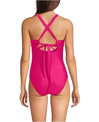 Lands' End Women's Essential Tie Back Ruched One Piece Swimsuit