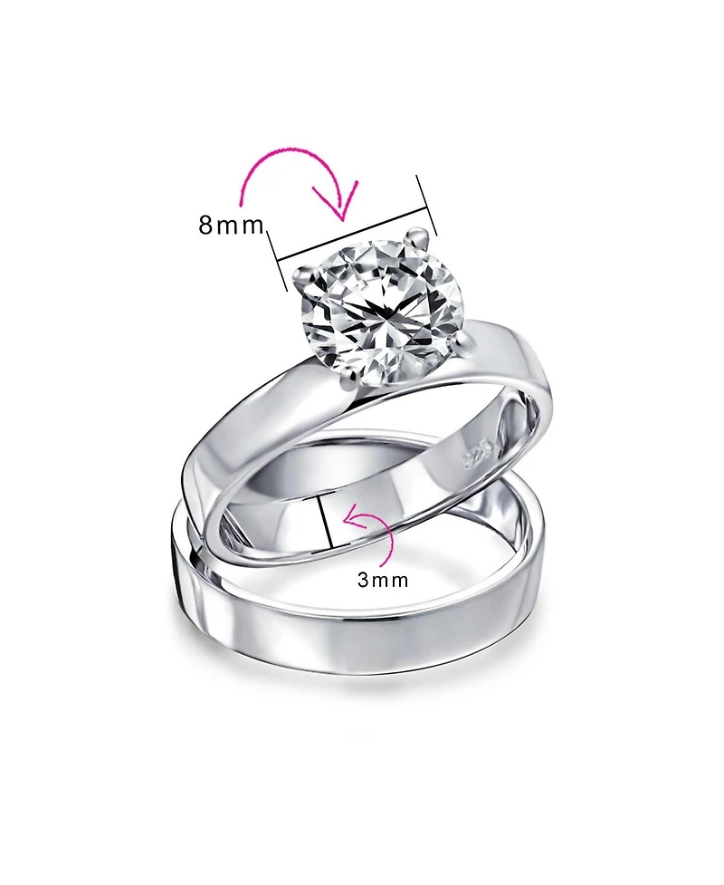 Bling Jewelry Cubic Zirconia Solitaire Anniversary Promise Ring Set
