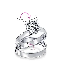 Bling Jewelry Cubic Zirconia Solitaire Anniversary Promise Ring Set