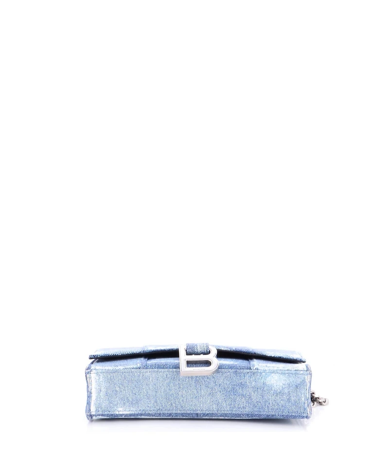 Pre-Owned Balenciaga Hourglass Chain Wallet Denim Printed Leather