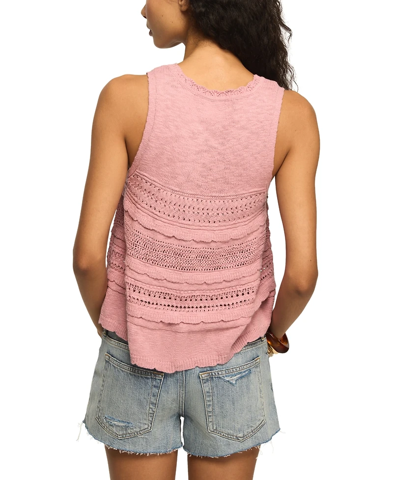 Lucky Brand Women's Tiered Ruffle Crewneck Sweater Tank Top