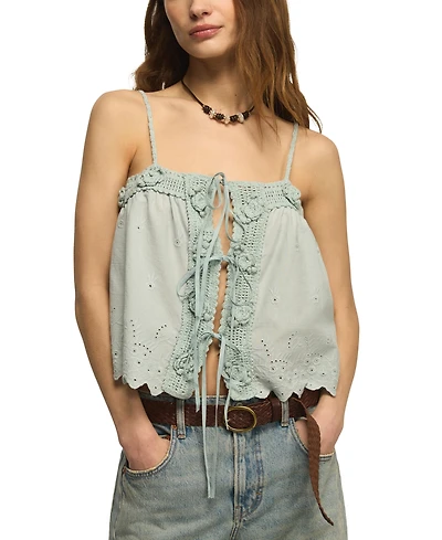Lucky Brand Women's Crochet Trim Cotton Tank Top