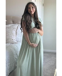 Pinkblush Maternity Light Olive Ruffle Trim Maxi Dress