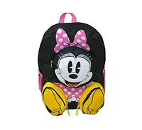 Disney Minnie Mouse Front Body 16 Inch Backpack with 3D 3 Zipper Pockets