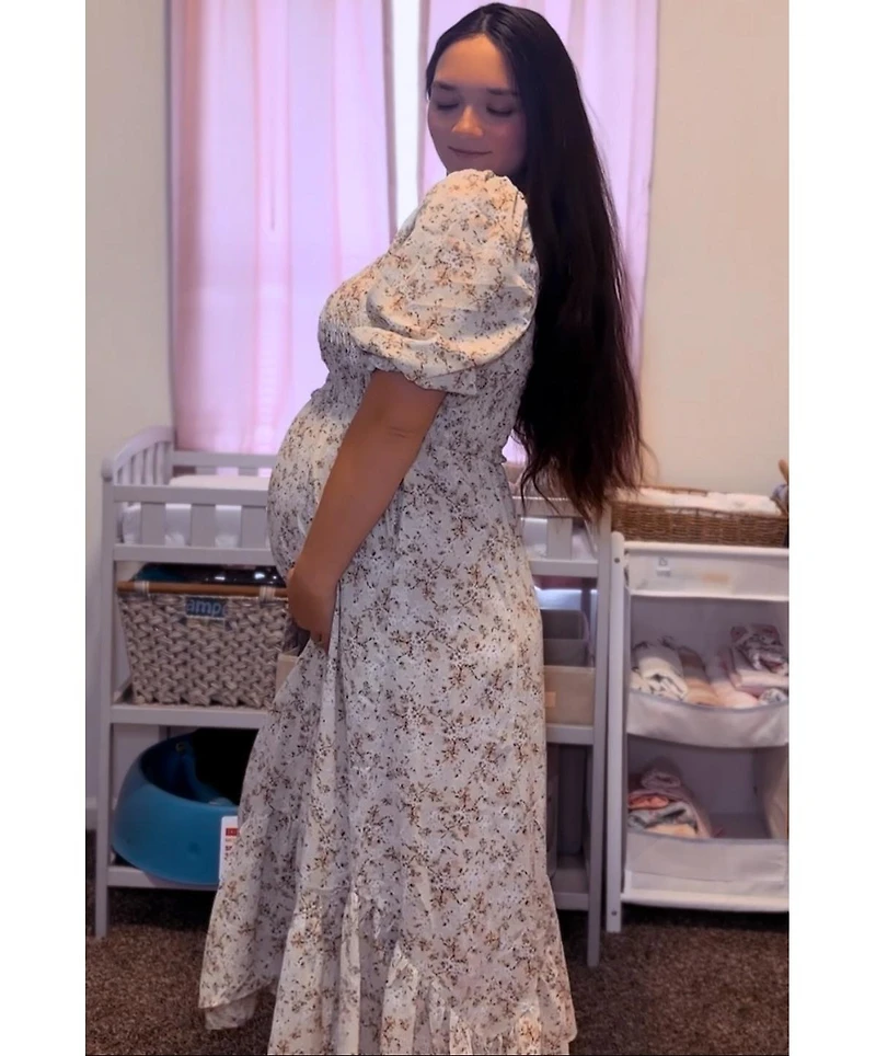 Pinkblush Maternity Light Olive Smocked Handkerchief Hem Dress