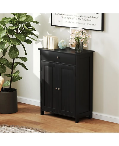 sumyeg Bathroom Floor Storage Cabinet Freestanding Organizer with Two Doors