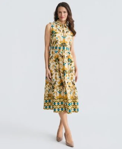 Kasper Womens Sleeveless Collared Midi Dress