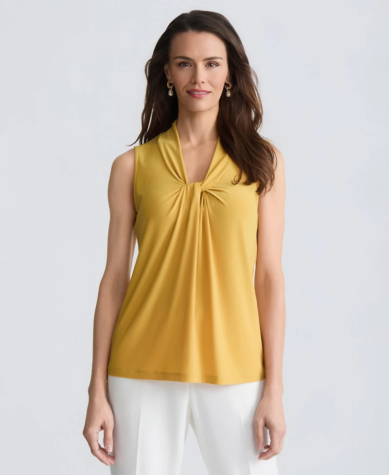 Kasper Women's Sleeveless Knotted Front Stretch Top