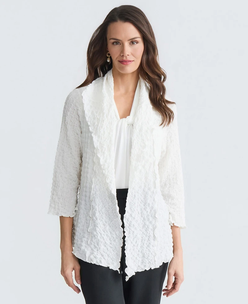 Kasper Women's 3/4-Sleeve Crinkle Knit Open-Front Jacket