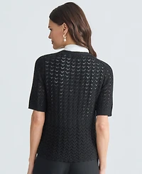 Kasper Women's Textured Stitch Short-Sleeve Cardigan