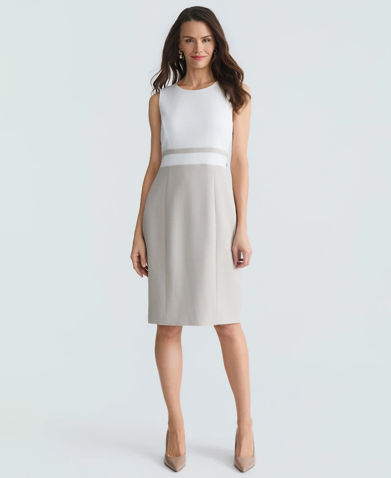 Kasper Women's Sleeveless Colorblocked Sheath Dress, Regular & Petite
