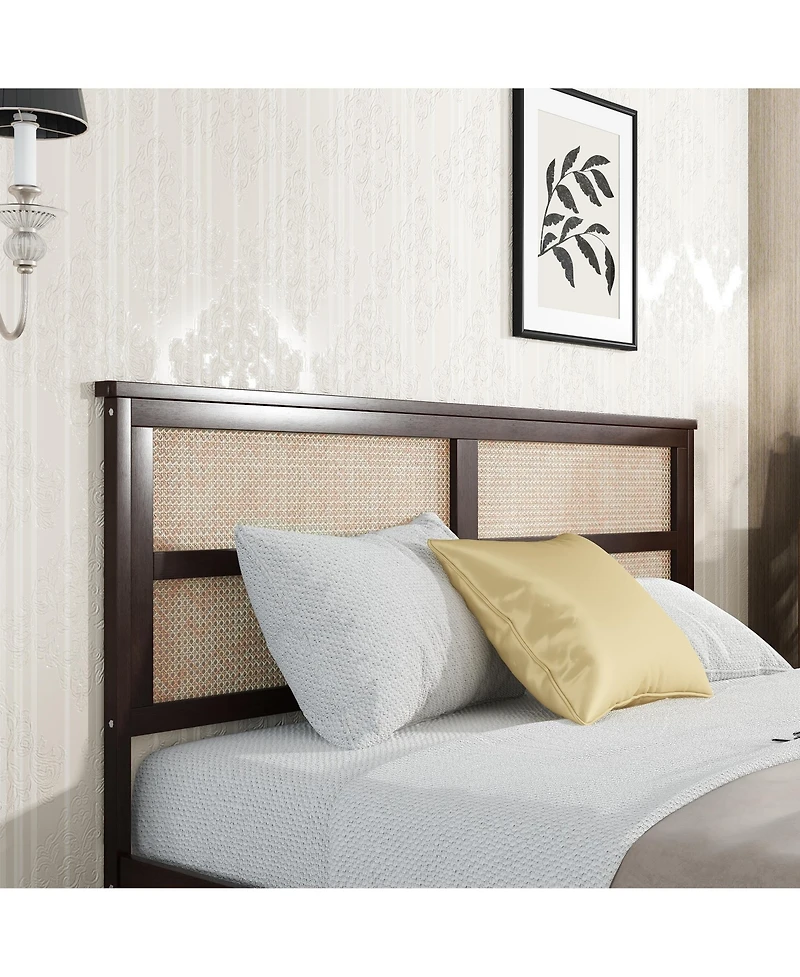 Sailvan Bed with Rattan Headboard, 2 Drawers