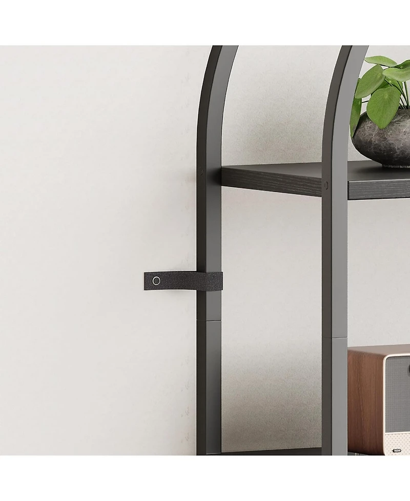 gaomon 5 Tier Arched Bookshelf, Marble Effect Tall Bookcase with Metal Frame