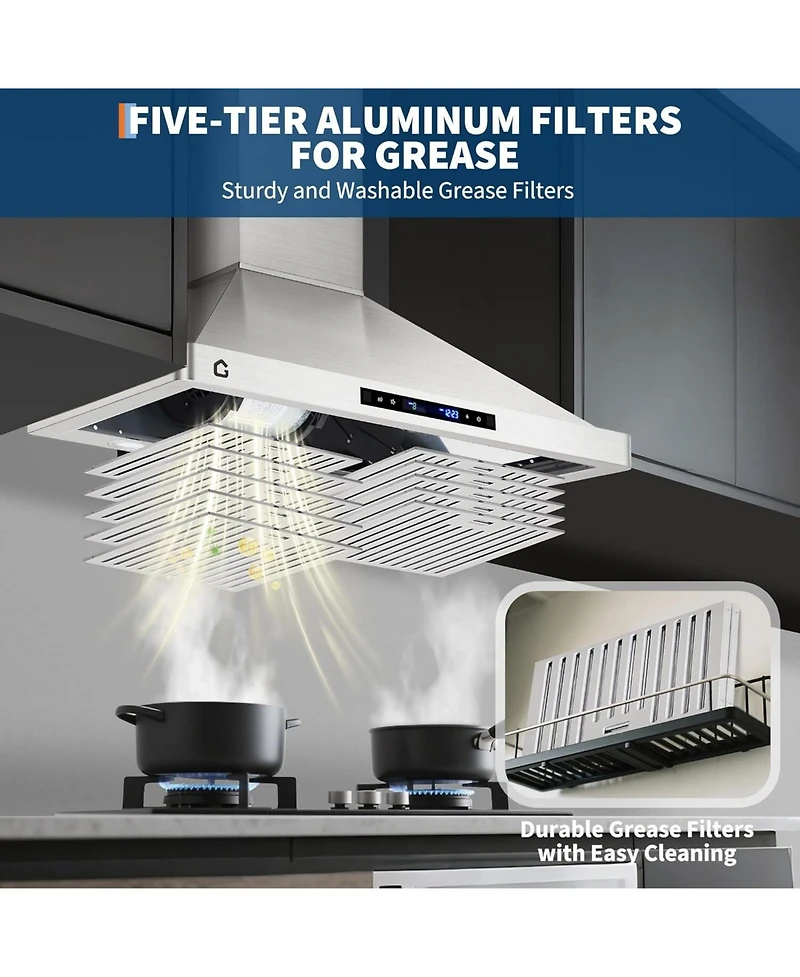 Xo 450 Cfm 30-Inch Stainless Steel Range Hood, Gesture Control+Remote