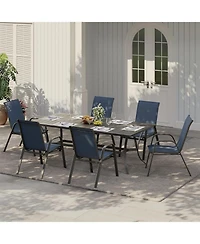 Xo Set of Outdoor Stackable Patio Chairs with High Back for Backyard Poolside Garden Balcony