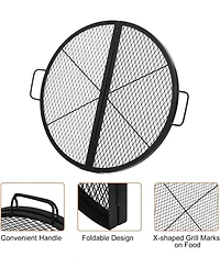 Xo Foldable Fire Pit Cooking Grill Grate, X-Marks Campfire Bbq Grill