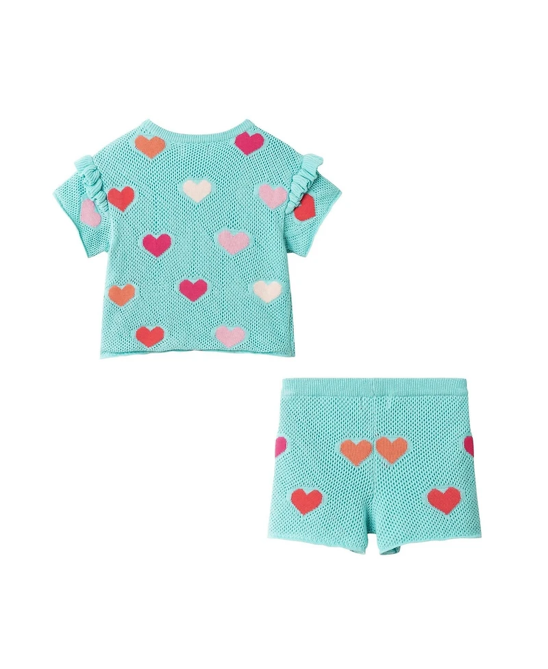Andy & Evan Toddler Girls Hearts Crochet Set