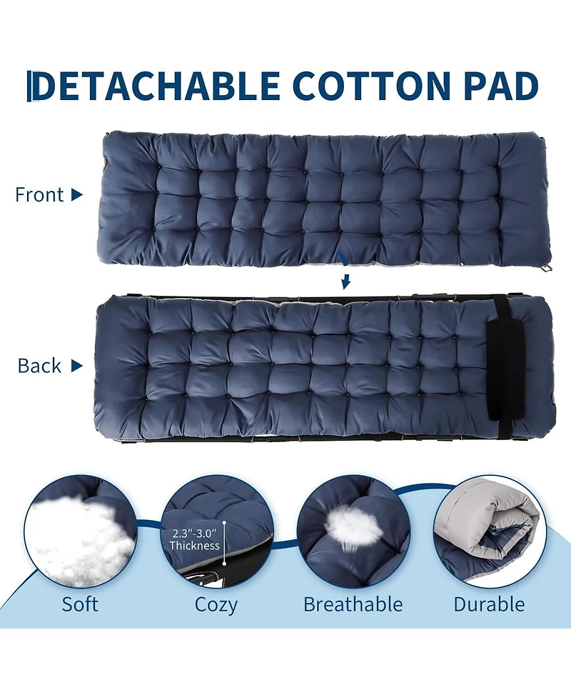 gaomon TrailBlaze Heavy-Duty Folding Camping Cot Bed for Adults - Removable Thick Mattress, Pillow And Side Pocket, Portable Double Layer