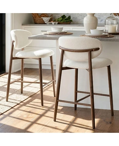 Maison Boucle Set of 2 Counter Height Stools for Home Bar, 25.5" Seat