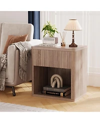 homfan Set of 2 Minimalist Nightstands with Drawer and Storage Shelf, Fluted Panel Modern End Table for Living Room and Bedroom