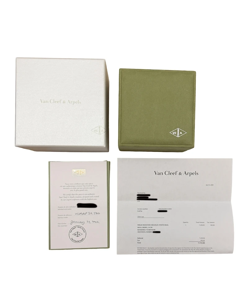 Pre-Owned Van Cleef and Arpels White Gold Signature Perlee Bracelet