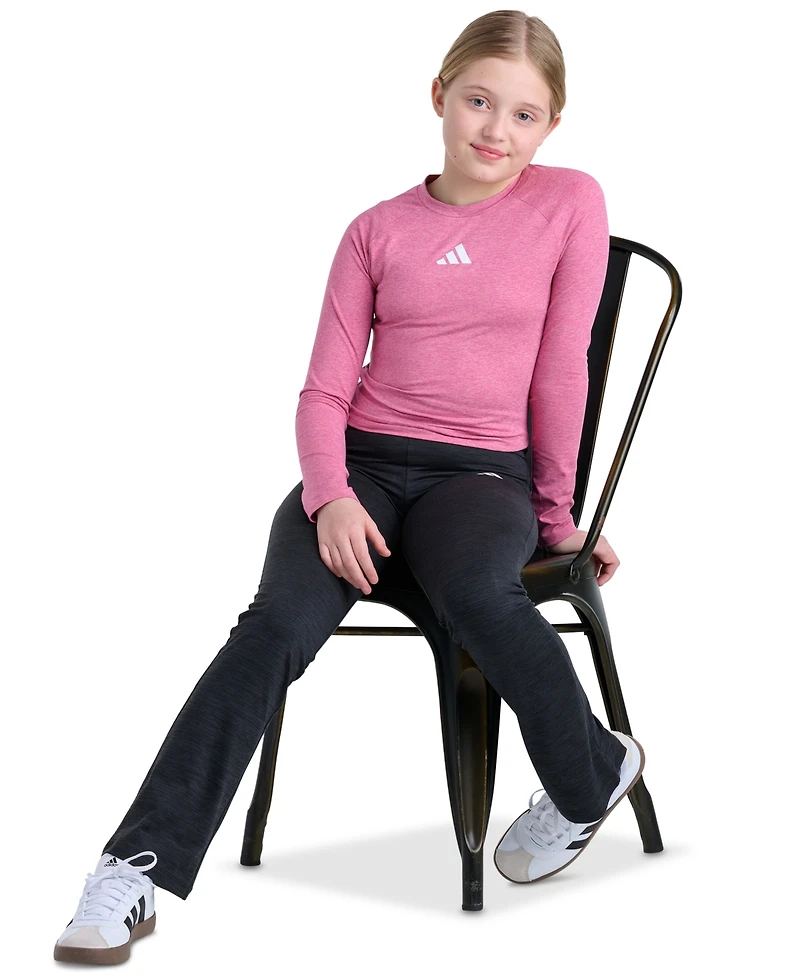 adidas Girls' 7-16 Long-Sleeve Raglan Melange T-Shirt