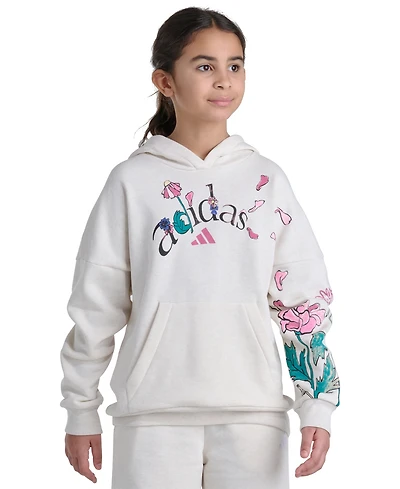 adidas Girls' 7-16 Long-Sleeve Graphic Fleece Hooded Sweatshirt