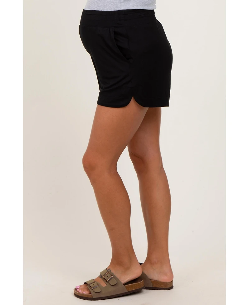 Pinkblush Women's Black Basic Rounded Hem Shorts