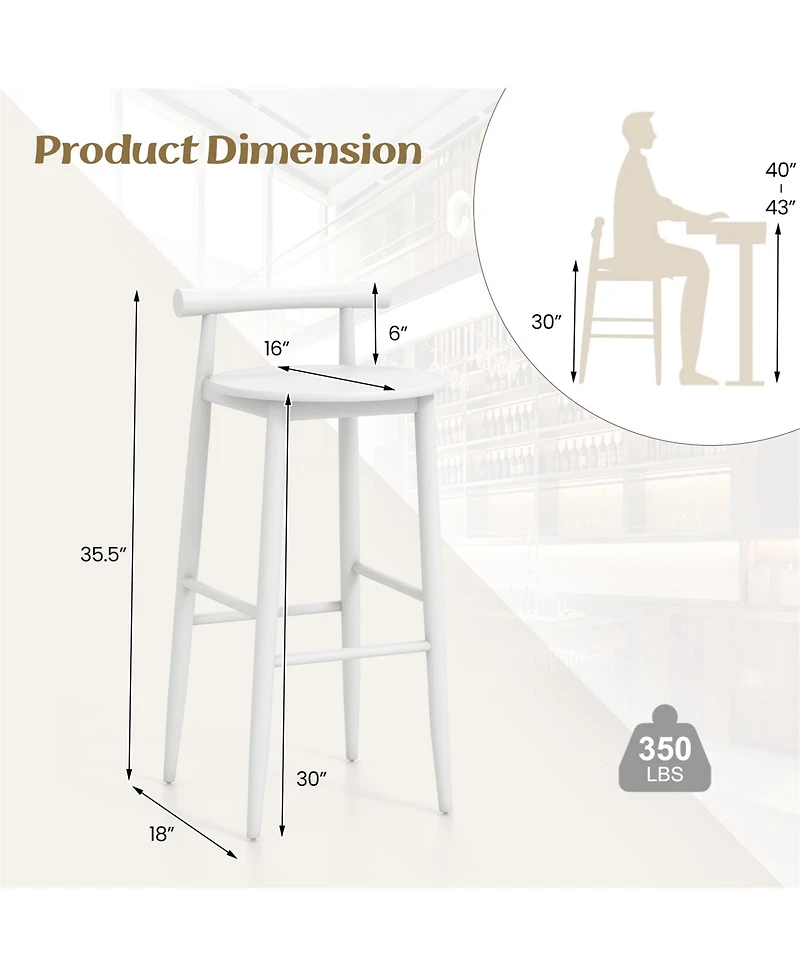 Gymax Bar Height Stools Set of 4 Bar Chair with Acacia Wood Frame Supporting Legs