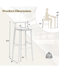 Gymax Bar Height Stools Set of 4 Bar Chair with Acacia Wood Frame Supporting Legs