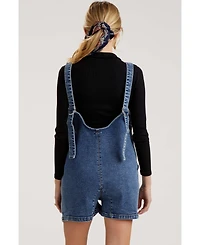 Pinkblush Maternity Light Blue Denim Scoop Neck Short Overall