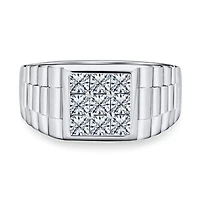 Bling Jewelry Big Square Cubic Zirconia Statement Ring .925 Sterling Silver