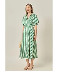 English Factory Women's Gingham Check Midi Dress