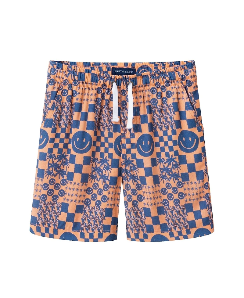 Andy & Evan Boys' Allover Smiley Print Buttondown and Shorts Set