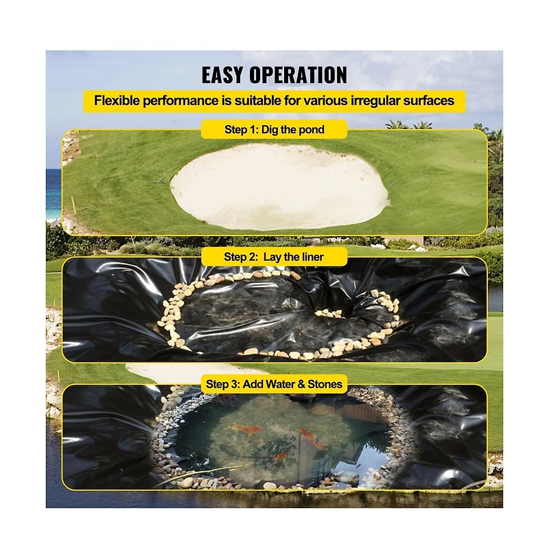 Sugift Lldpe Pond Liner 20 Mil Thickness for Fish Ponds Water Gardens