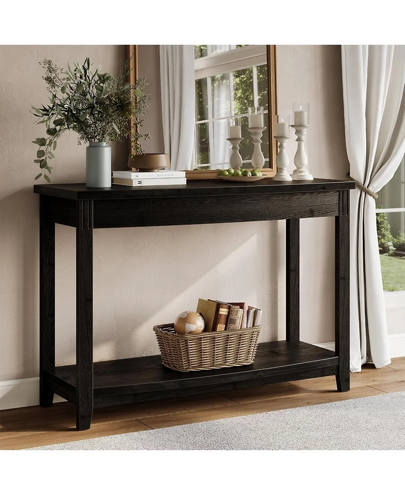Tribesigns Solid Wood Console Table, 41.3" Farmhouse Entryway Table with Storage Shelf