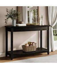 Tribesigns Solid Wood Console Table, 41.3" Farmhouse Entryway Table with Storage Shelf