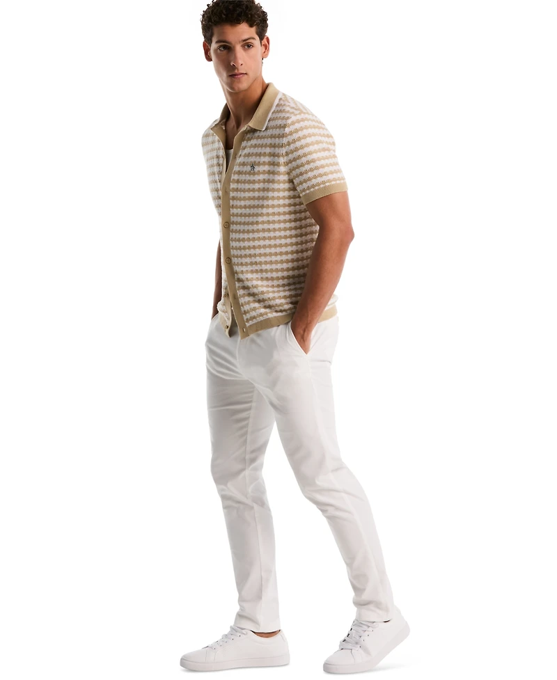 Original Penguin Men's Crochet Like Cotton Sweater